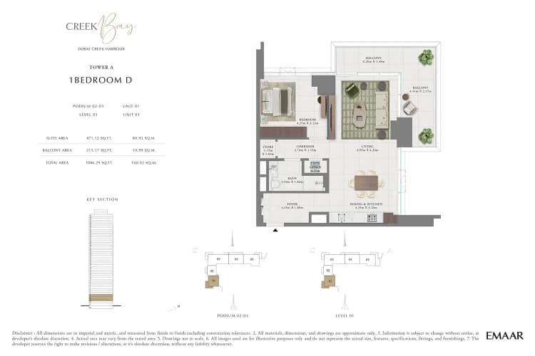 floor plan-7 Emaar Creek Bay in Jumeirah Village Circle