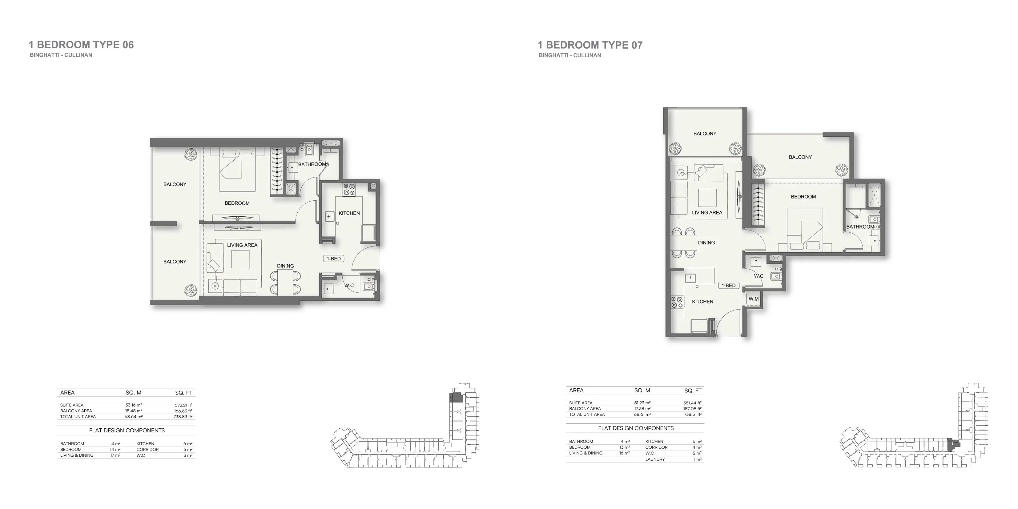 Binghatti cullinan high floor apartment layout